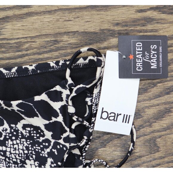 NWT Bar III Printed High-Waisted Lace Up Swim Bikini Bottoms Black Multi S - Picture 5 of 6